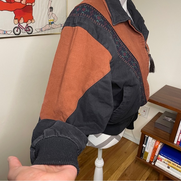 Cripple Creek Southwest Black Tan Embroidered Horse Bomber Jacket “Debbie” Small - Picture 6 of 16